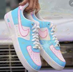 ad eBay - Nike Air Force 1 Custom White Shoes 'Soft Blue & Pink Cotton Candy' Sneaker Art - Buy Now, click the link (eBay) Cotton Candy Shoes, Custom Painted Sneakers, Custom White Shoes, Nike Air Force 1 Custom, Painted Sneakers, Blue Jordans, Candies Shoes, Jordan 4s, Air Force 1 Custom