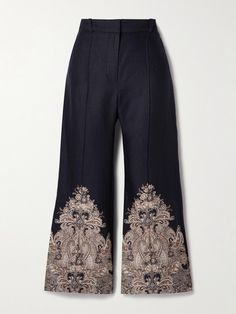 Zimmermann's 'Natura' pants are reminiscent of '70s styles. Cut from lightweight linen, they have sharply pressed creases and flared legs that feature the label's signature paisley print. Style yours with crisp white tailoring. Fitted Linen Bohemian Bottoms, Fitted Bohemian Linen Bottoms, Fitted Wide Leg Bottoms With Paisley Print, Winter Beauty, Flared Pants, Print Style, Printed Linen, Clothes Collection, Everyday Wardrobe