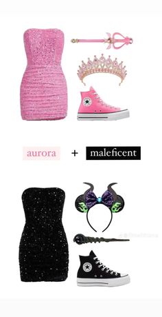 a pink dress, black and white converse shoes, headbands and hair accessories