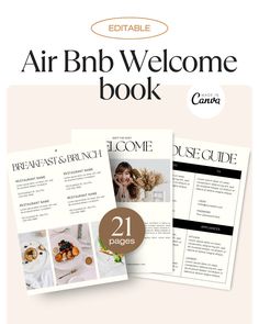 the front and back cover of an air bnb welcome book