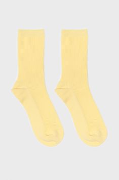 - Measurements: 1. Length: 21cm- Materials: 80% cotton, 20% polyester > 80% cotton, 18% polyester, 2% polyurethane- Thickness: Moderate- Sheerness: None- Stretch: Low- Lining: None- Care: Machine wash cold Yellow Gloves, Yellow Socks, Ribbed Socks, London Free, Pastel Yellow, Buy Now Pay Later, Pale Yellow, Socks, Pastel