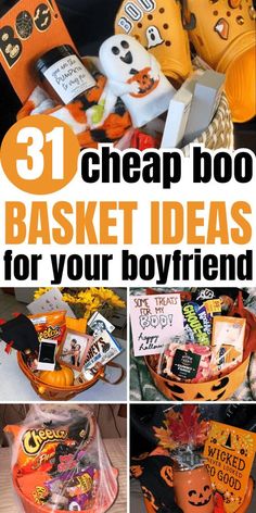 Boo Basket Ideas for Boyfriend Boo Basket Ideas For Boyfriend, Spooky Basket Ideas, Boo Basket Ideas, Basket Ideas For Boyfriend, Spooky Basket, Creepy Halloween Food, Fall Gift Baskets, Boo Gift