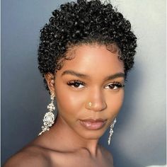 STYLE Women's Trendy Short Curly Hair Wig Headgear Natural Color Human Hair Head Cover Color: Black. Fluffy Curly Hair, Free Hairstyle, Beige Blond, Natural Hair Short, Hair Short Cuts, Natural Hair Short Cuts, Curly Pixie Cuts, Short Afro, Hairstyle Tutorials