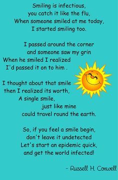 a poem written in english with the words smile and an image of a smiling sun