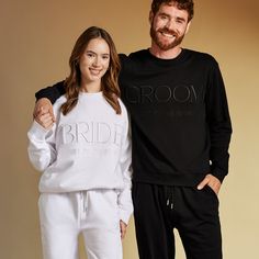 DESCRIPTION Get ready for the big day with our Embroidered BRIDE / GROOM Sweatshirt & Joggers Set! ★ YES, this set is personalized on the cuff, chest, and sleeve with Premium Embroidery! ★ Order both BRIDE & GROOM sets for amazing Matching Couples Outfit ★ Perfect for cozy nights in, fun photoshoots, and pre-wedding events PERSONALIZATION OPTIONS Joggers have embroidered BRIDE / GROOM on the pocket. You can add additional personalization MRS. / MR. + Last Name on the right leg. Names of 9+ lette Bride And Groom Matching Outfits, Bride And Groom Sweat Suits, Bride Sweatshirt, Miss To Mrs, Sweat Sets, Couples Outfit, Joggers Set, Fun Photoshoot, Wife Life