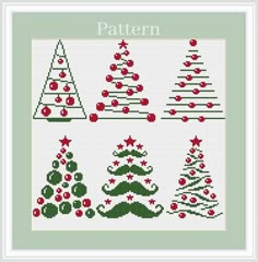 a cross stitch pattern with christmas trees