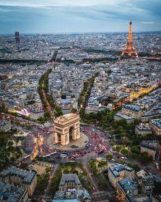 an aerial view of the eiffel tower in paris