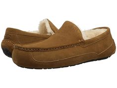 UGG Ascot (Chestnut) Men's Slippers This product was made in a factory that supports women through partnership with nonprofit BSR's HERproject a collaborative initiative that strives to educate and empower low-income women working in global supply chains. Step into pure comfort with this perennial favorite. Water-resistant Silkee suede upper in a slip-on silhouette. Fully lined with UGGpure and features a cushioned foam footbed. Fit should be snug bu #UGG #Shoes #ClosedFootwear #Slipper #Brown Ugg Bedroom, Mens Ascot, Mens Ugg Slippers, Women Working, Bedroom Slippers, Men's Slippers, Moccasins Slippers, Ugg Slippers, Mens Uggs