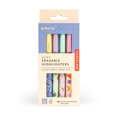 four eraseable highlighters in a package