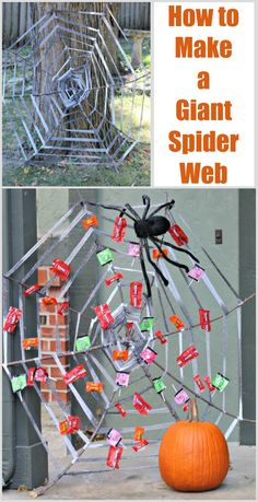 a spider web made out of candy wrappers and some other things to make it look like