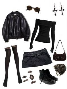 Rockstar Girlfriend Outfit Board, Edgy Gothic Outfits, Goth Gf Aesthetic Outfits, Grunge Fancy Outfits, Rockstar Gf Fits, Goth Outfit Ideas Casual, Tvd Outfit Ideas, Lookbook Y2k, Subtle Goth Outfit