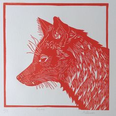 an image of a red fox on white paper