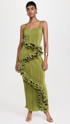 Rendoll Abba Maxi Dress | Shopbop Textured Bridesmaid Dresses, Alexis Dress, Guest Attire, Resort Dresses, Textured Dress, Frill Dress, Women's Evening Dresses, Maxi Dress Evening, Maxi Dress Green