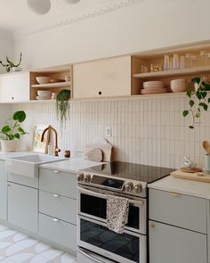 the kitchen is clean and ready to be used as a place for cooking or baking