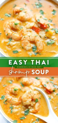 EASY THAI SHRIMP SOUP Shrimp Coconut Soup, Easy Thai Shrimp Soup, Thai Shrimp Soup Recipes, Thai Coconut Soup Shrimp, Soup Shrimp Recipes, Tia Shrimp Soup, Easy Thai Shrimp Curry, Thai Curry Shrimp Soup, Shrimp Soup Crockpot