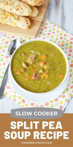 this slow cooker split pea soup is the perfect way to use up leftover peas