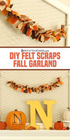 a diy felt scraps fall garland on a mantel