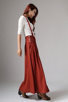 Dark red skirt linen skirt maxi women skirt (1035) Casual Red Full Skirt Bottoms, Long Red Skirt With Pockets, Red Full Skirt Bottoms With Pockets, Red Maxi Skirt With Pockets For Spring, Red Full Skirt With Pockets, Burgundy Lined Skirt, Elegant Burgundy Bottoms For Summer, Red High Waist Lined Maxi Skirt, Red High Waist Maxi Skirt