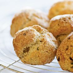 some muffins are on a wire rack