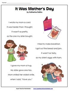 mother's day worksheet for kids with pictures and text on the page