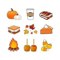 the fall stickers are arranged in different shapes and sizes