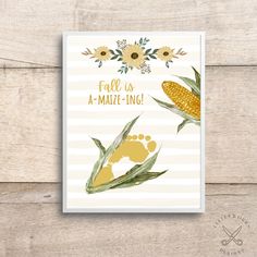 a greeting card with the words fall is a maize - ing