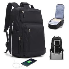 47724439863627 Travel Nylon Laptop Bag, Multifunctional Black Nylon Laptop Bag, Business Anti-theft Nylon Backpack, Outdoor Laptop Backpack With Anti-theft Pocket, Multifunctional Nylon Backpack With Anti-theft Pocket, Picnic Essentials, Black Backpack With Anti-theft Pocket For Outdoor, Military Rucksack, Business Backpack