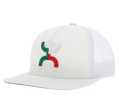 Rock the Hooey Boquillas White Mexico Logo Trucker Snapback Hat with its bold red, green, and white Mexico logo! This high-profile hat features a hybrid bill for ultimate style and comfort. Red/Green/White Hooey Logo 5-Panel OSFA Snapback High-Profile Hybrid Bill Mesh back panels for breathability Foam front panels for structure Curved brim for a classic look - The curved brim adds a touch of style and gives the hat a classic, vintage-inspired aesthetic. However, the curved brim is not just for fashion purposes. The curved design helps shield the face and eyes from the sun. Snapback closure for adjustable sizing - This closure type consists of adjustable snaps or buttons. 8.24 Hooey Logo, Inspired Aesthetic, Western Hats, Design Help, Ball Cap, Snapback Hat, Classic Vintage, Green And White, Snapback Hats