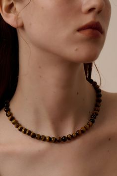 Tiger eye beads  Length - 19" / 48.5cm  Post closure Tiger Eye Necklace, Tiger Eye Crystal, Tigers Eye Necklace, Brown Necklace, Gem Necklace, Tiger Eye Beads, Eye Beads, Eye Necklace, Bling Bling