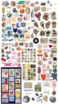 a collage of different types of stickers and decals on a white background