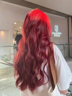 Long Cherry Red Hair, Cherry Hair Girl, Long Red Hair Aesthetic, Scarlet Hair Aesthetic, Red Hair Wavy, Long Wavy Red Hair, Wavy Red Hair, Cherry Red Wavy Hair, Red Hair Fairy Aesthetic