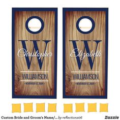 two wooden door hangers with the letter w on them