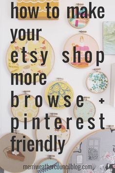 the words how to make your etsy shop more browse pinterest friendly