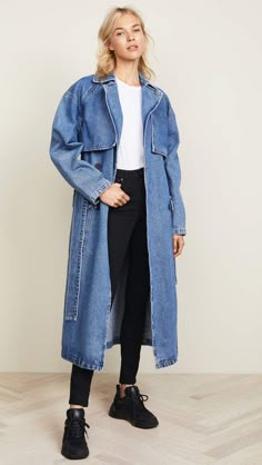 Trench Outfit, Jean Trench Coat, Jeans Coat