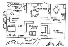 a black and white drawing of a floor plan for a house with furniture on it