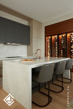 Backlit wine wall inside luxury kitchen. Kitchen Walnut, Statement Kitchen, Back Lighting, Kitchen Wine Rack, Wine Wall, Wine Enthusiast, Wine Storage, Shaker Style