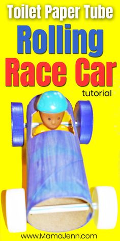 a small toy car with the words rolling race car on it