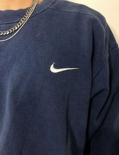 Nike Crewneck Sweatshirt Outfit, Nike Crewneck Outfit, Nike Sweatshirt Outfit, Nike Vintage Sweatshirt, Crewneck Sweatshirt Outfit, Vintage Nike Sweater, Dark Blue Sweatshirt, Nike Jumper, Nike Crewneck Sweatshirt