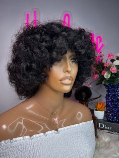 100% Human Hair  Bouncy curls with bangs  No - closure wig  Fringe wig  Ready to ship Curly Hair Fringe Bangs, Hair Bouncy Curls, Curls With Bangs, Fringe Wig, Long Weave Hairstyles, Curly Fringe, Hair Fringe, Long Weave, Short Fringe