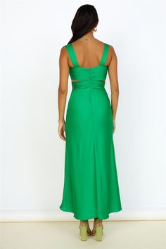 Ivy Grows Maxi Dress Green | Fortunate One Bandeau Maxi Dress, Fitted Maxi Dress, Knit Maxi Skirt, Strapless Maxi, Strapless Maxi Dress, White Heels, Lace Corset, Loose Curls, Maxi Dress Green