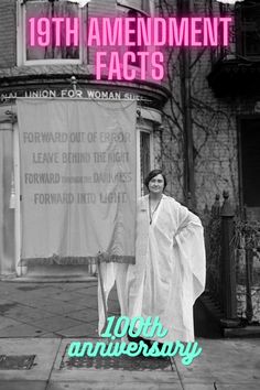 an old photo of a woman standing on the sidewalk with her arms behind her back