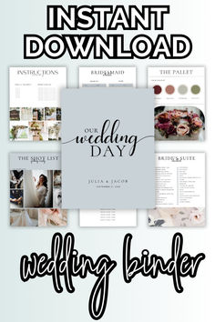 the wedding binder is shown with photos and text on it, along with an image of