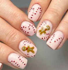 Holiday Nail Set, Gingerbread Nails, Christmas Present Nails, Nails Biab, Diy Nails Easy, Cowboy Nails, Xmas Nail Art