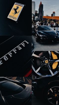 a black sports car parked in front of a building