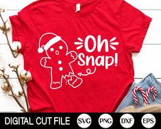 a red shirt that says, one snap with a ginger on it and an image of a