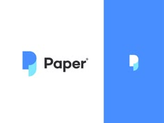 the logo for paper is shown in blue and white, as well as an image of a