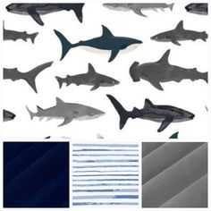 New Release Boy Crib Bedding- Under the Sea Sharks Baby Bedding Collection - DBC Baby Bedding Co Sea Shark, Crib Bedding Boy, Rail Guard, Boys Crib, Patchwork Blanket, Crib Skirts, Crib Sets, Mini Crib, White Sharks