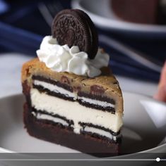 a slice of oreo cookie cake on a plate