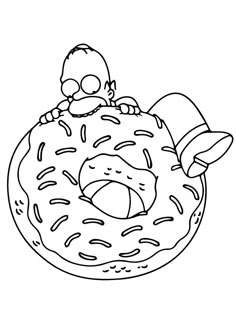 the simpsons donut has been drawn in black and white