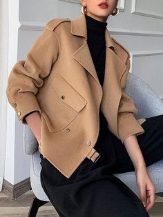 Chic Brown Outerwear With Lapel Collar, Elegant Brown Outerwear With Button Closure, Modern Brown Outerwear With Button Closure, Luxury Structured Brown Outerwear, Luxury Brown Outerwear With Fold-down Collar, Tweed Fashion, Fitted Coat, Leather Jacket Outfits